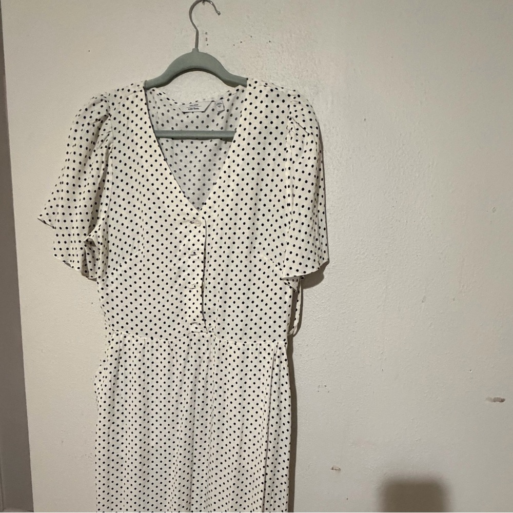 & Other Stories Black and White Polka Dot Midi Dress